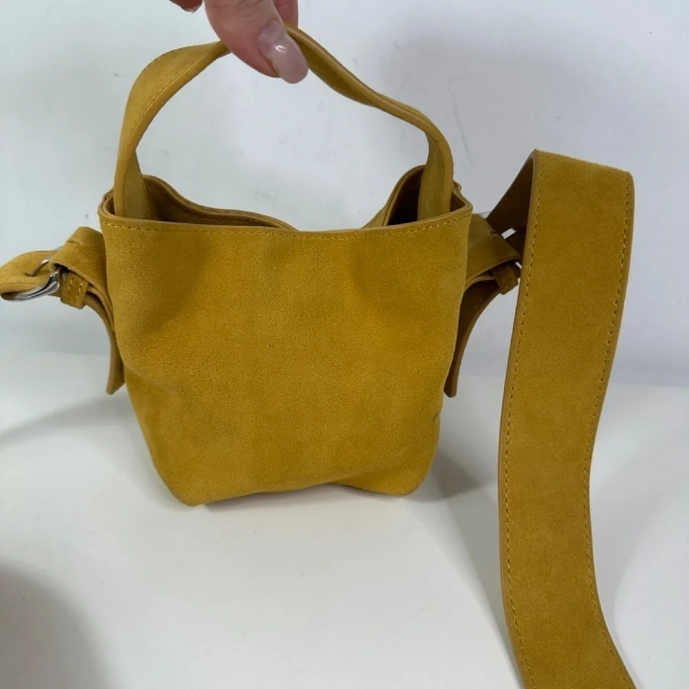 Urban Outfitters Mustard Suede Micro Bag With Straps Crossbody - Picture 2 of 12